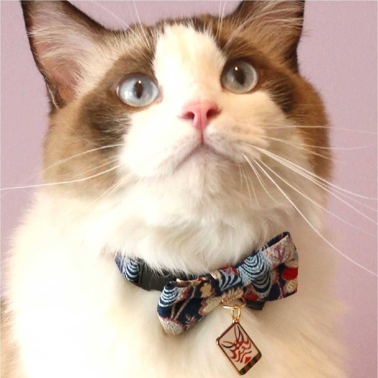 Kabuki Charm Bow Tie Cat Collar (Navy)