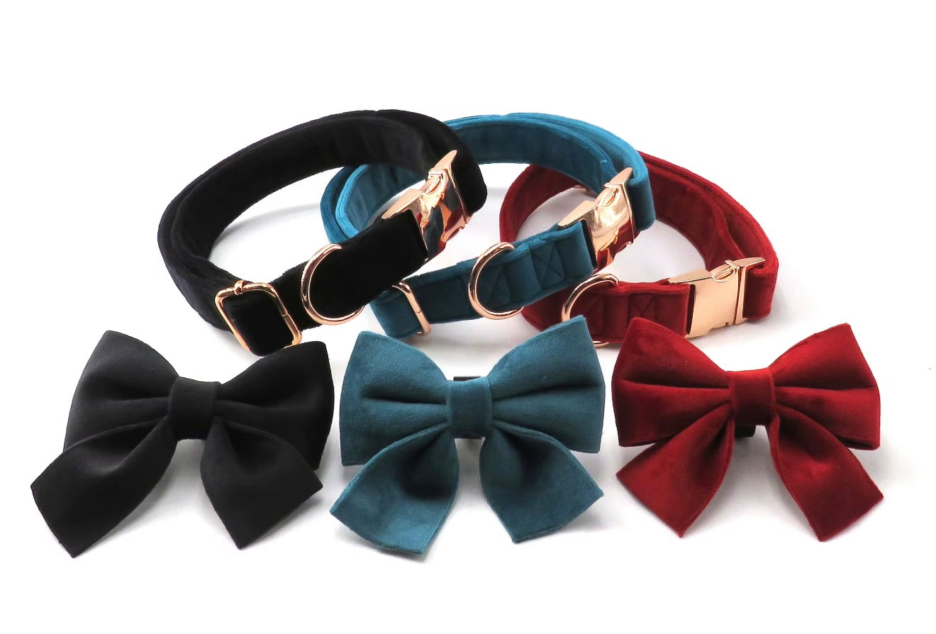 Asaka’s Velvet Collar and Bow Tie Set