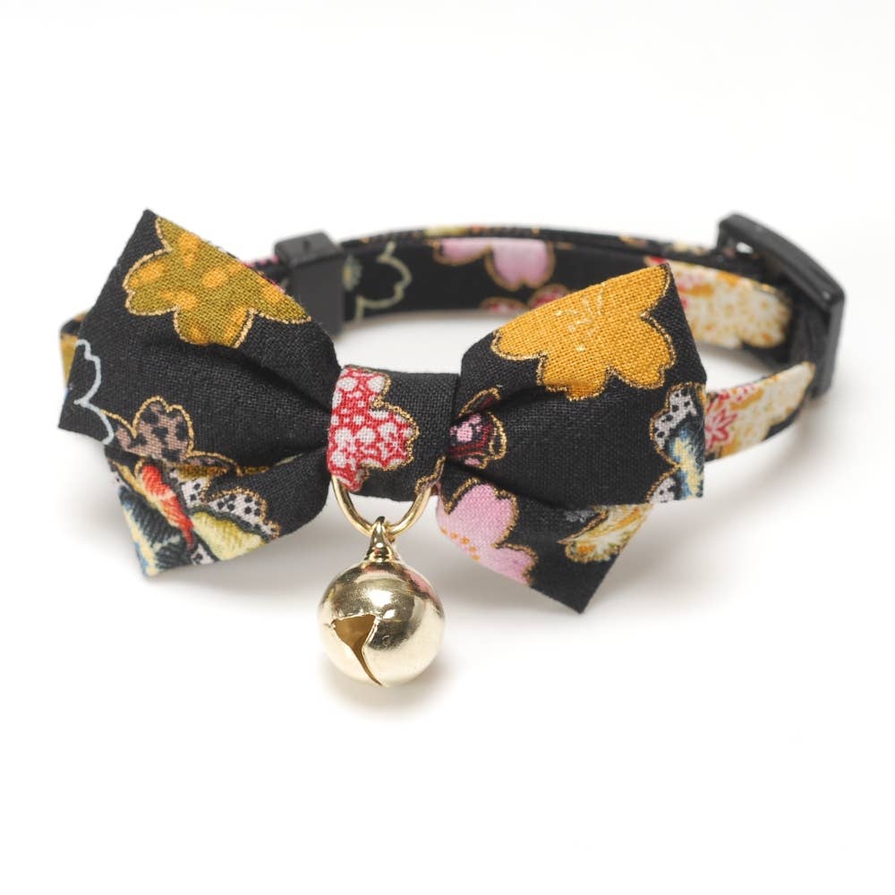 Kimono Bow Tie Cat Collar (Black)