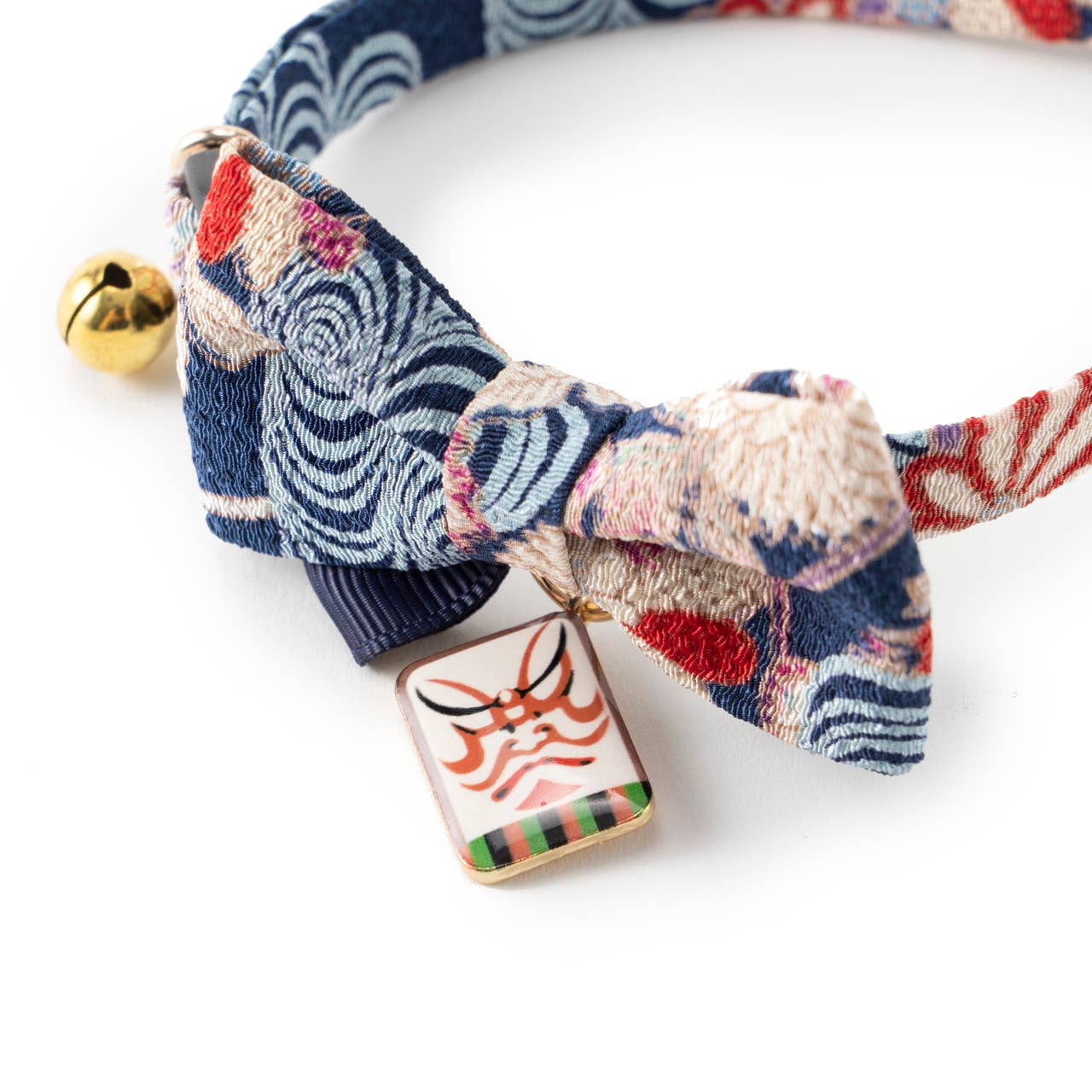 Kabuki Charm Bow Tie Cat Collar (Navy)