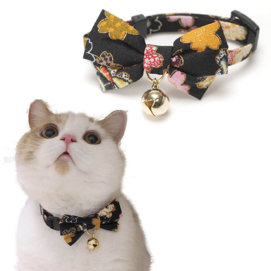 Kimono Bow Tie Cat Collar (Black)