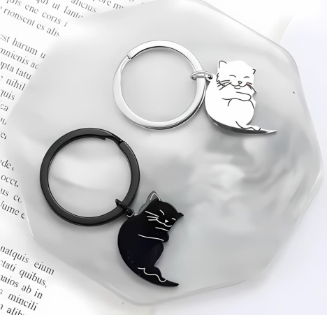 Cuddling Cats Matching Keychain