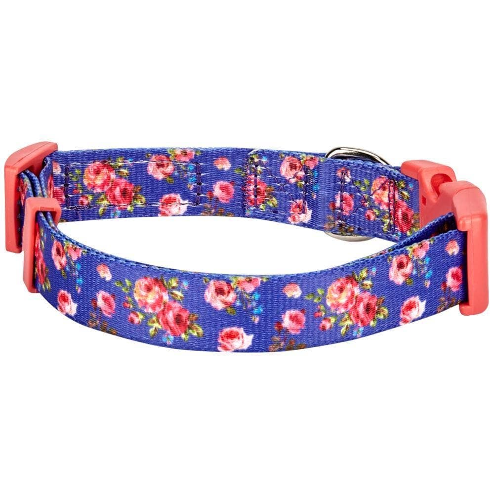 Spring Floral Pattern Light-weighted Adjustable Dog Collar