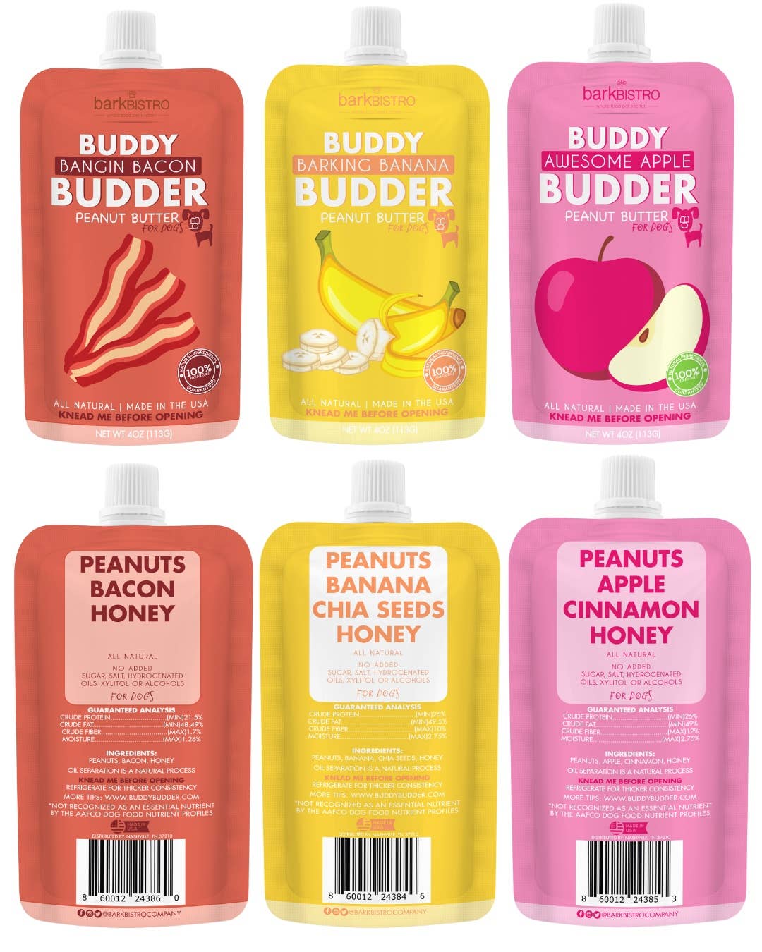 Dog Peanut Butter - 4oz Squeeze Packs Budder