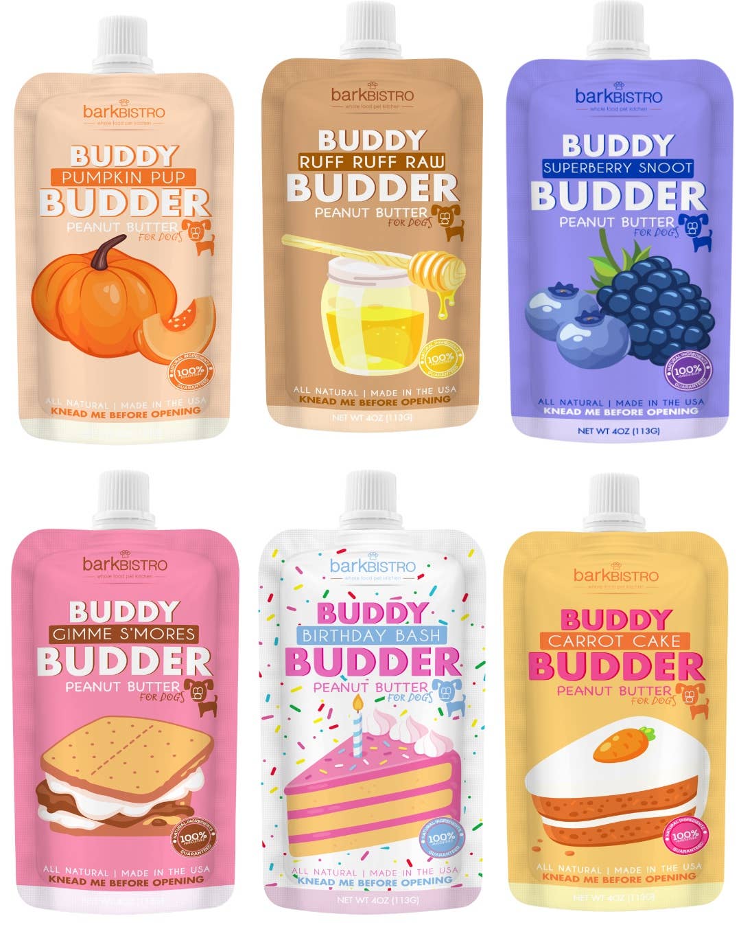 Dog Peanut Butter - 4oz Squeeze Packs Budder